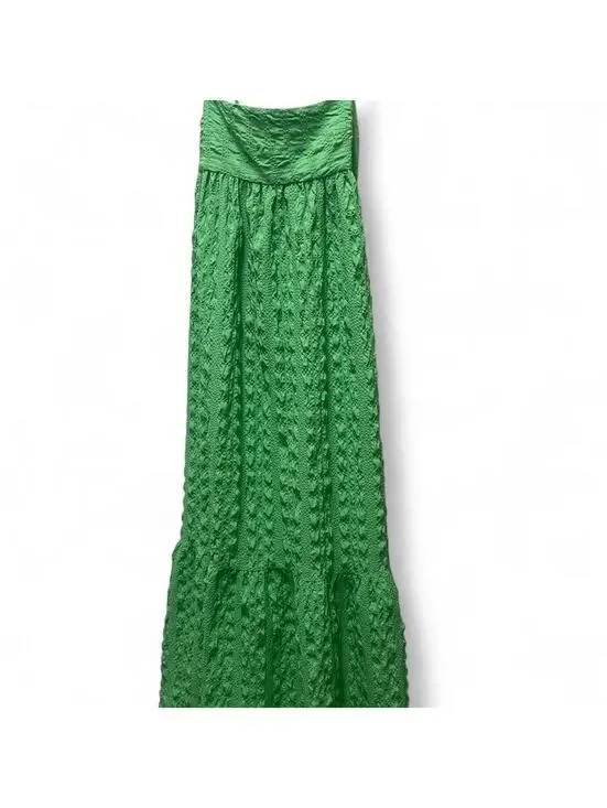 Zara green maxi textured dress with open back - Picture 3 of 6